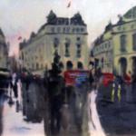 Piccadilly in the Rain by Bradford A Thomas in Oil