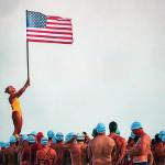 Girl with Flag by Catherine Rush - Photography