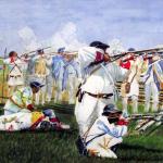 The Wounding of Captain Arnold at the Hedgerow by Phil Meara in Watercolor