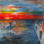 Autumn Sunset, Mixed Media, Suzi Hoffman 